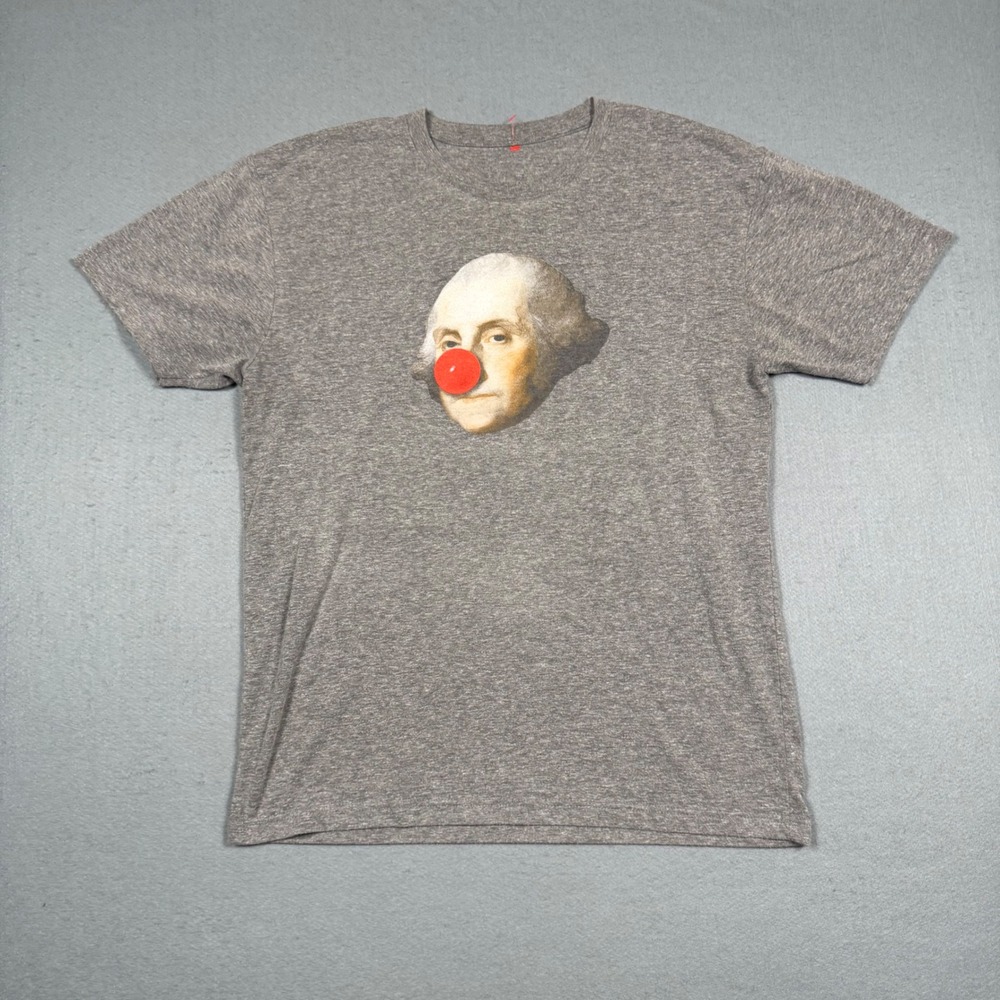 Crooked Media Lovett Or Leave It T-Shirt Men Medium Gray George Washington Clown